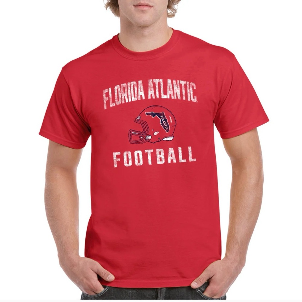 Florida Atlantic University Football 100% Cotton Red T-Shirt Men’s Large New